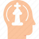 think, human head, thinking, king, strategy, chess