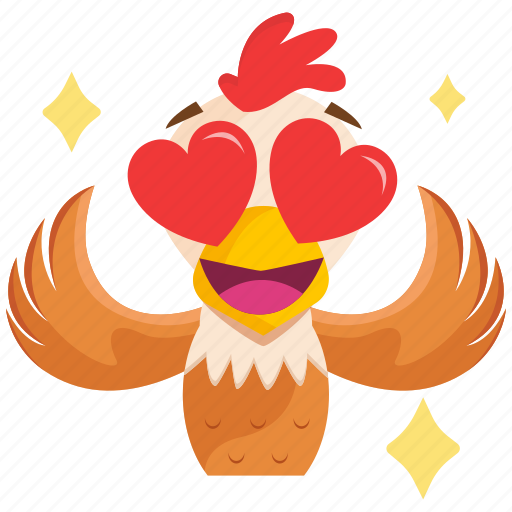 Chicken, emoji, emoticon, in, love, smiley, sticker icon - Download on Iconfinder