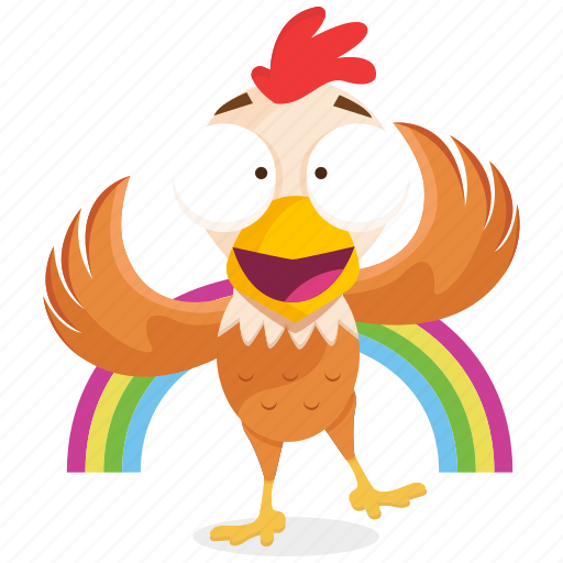 Chicken, emoji, emoticon, rainbow, smiley, sticker icon - Download on Iconfinder