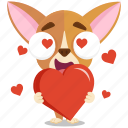 chihuahua, emoji, emoticon, in, love, smiley, sticker 