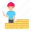 child labour, masonry work, labour work, construction, brick wall 