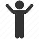 boy, child, customer profile, hands up, human figure, standing pose, user account