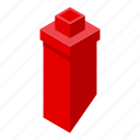 red, brick, chimney, isometric