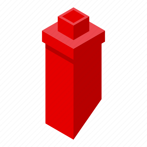 Red, brick, chimney, isometric icon - Download on Iconfinder