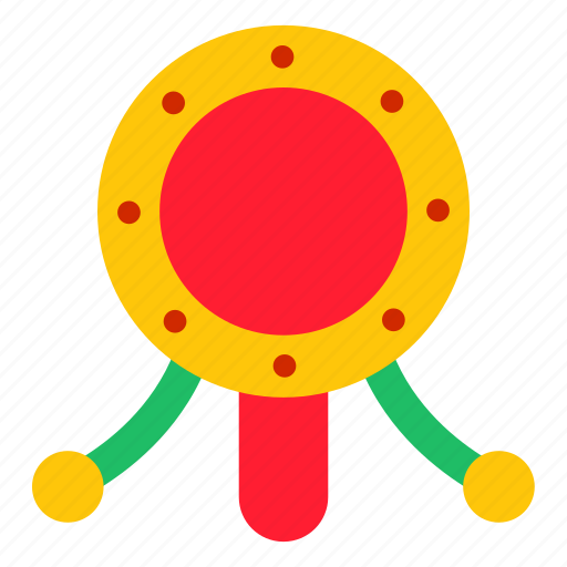 Rattle, drum, rattle drum, toy, music, musical instrument, percussion icon - Download on Iconfinder