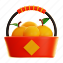 chinese, new, year, china, christmas, traditional, orange, basket 
