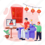 chinese new year illustrations, lunar new year, new year celebration, chinese culture, chinese tradition 