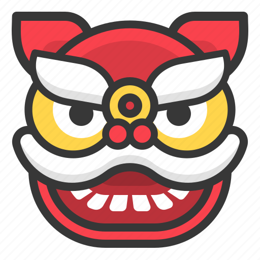 Chinese, head, lion dance, red, new year icon - Download on Iconfinder