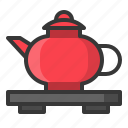 chinese, red, tea, teapot, new year
