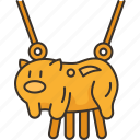 necklace, pig, pendant, gold, jewelry