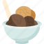 ice, cream, chocolate, bowl, scoop 
