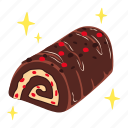 chocolate cake roll, bakery, chocolate, dessert, sweet, food, restaurant, world chocolate day, cute sticker