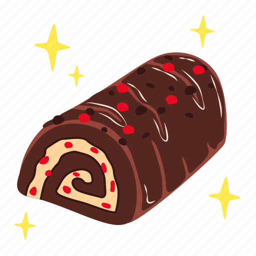 Chocolate cake roll, bakery, chocolate, dessert, sweet, food, restaurant sticker - Download on Iconfinder