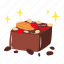 fruit and nut chocolate, cake, chocolate, dessert, sweet, food, restaurant, world chocolate day, cute sticker