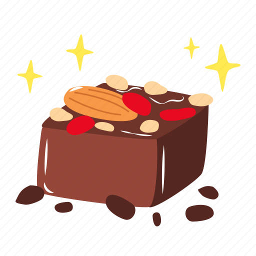 Fruit and nut chocolate, cake, chocolate, dessert, sweet, food, restaurant sticker - Download on Iconfinder