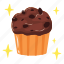 muffin, cake, chocolate, dessert, sweet, food, restaurant, world chocolate day, cute sticker 