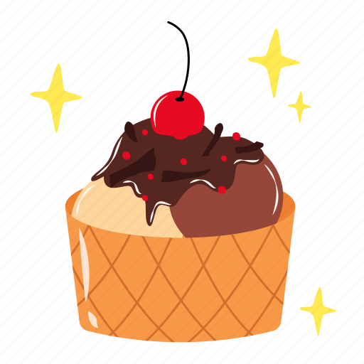 Sundae, ice cream, chocolate, dessert, sweet, food, restaurant sticker - Download on Iconfinder