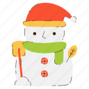 snowman, christmas, winter, xmas, doodle, cute, kawaii, flat, element, decorative