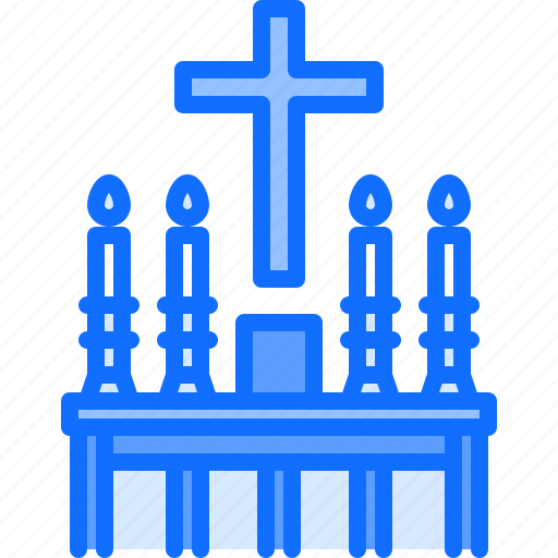 Altar, church, cross, candle, stand, candles, fire icon - Download on Iconfinder