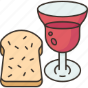 bread, wine, food, drink, meal