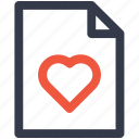 document, file, heart, page, pages, sheet icon