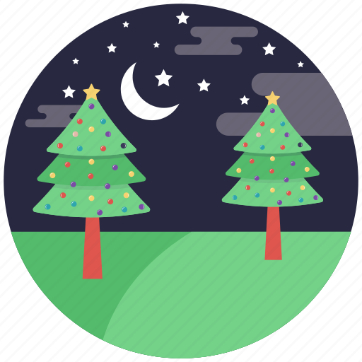 Christmas event, christmas night, decorative trees, festive celebration, pine trees icon - Download on Iconfinder
