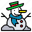 christmas, hat, scarf, snow, snowman 
