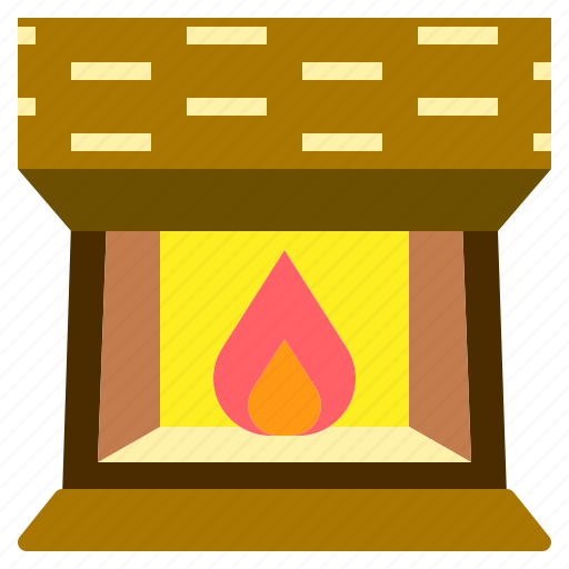 Chimney, fire, fireplace, interior, warm icon - Download on Iconfinder