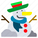 christmas, hat, scarf, snow, snowman