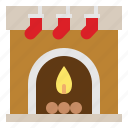christmas, fireplace, sock, warm