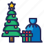 xmas, santa, christmas, tree, gift 