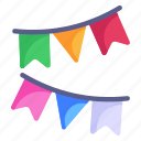 buntings, pennants, party flags, party, garlands