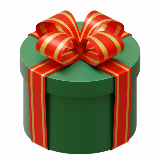 Christmas, gift, cylinder, box, rendering, illustration 3D illustration - Download on Iconfinder