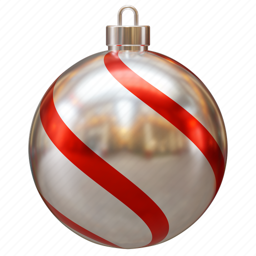 Christmas, silver, bubble, with, red, decoration, rendering 3D illustration - Download on Iconfinder