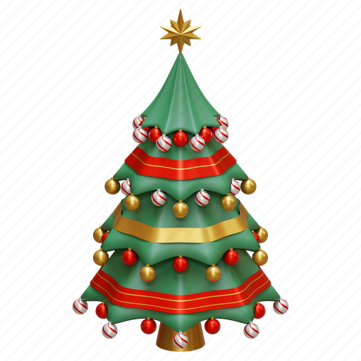 Christmas, tree, rendering, illustration 3D illustration - Download on Iconfinder