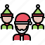 santa, claus, elf, team, christmas, hat, group, new, year 