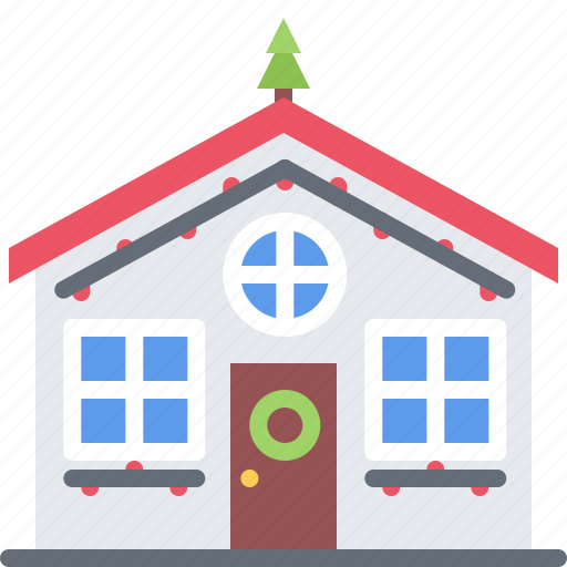 Decoration, garland, tree, christmas, building, new, year icon - Download on Iconfinder
