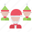 santa, claus, elf, team, christmas, hat, group, new, year 