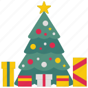 christmas, tree, gifts, star, present