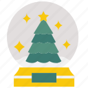snow, globe, christmas, tree, ornament, decoration