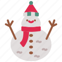 snowman, forest, winter, christmas