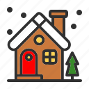 christmas, house, tree, winter, decoration, holiday, xmas