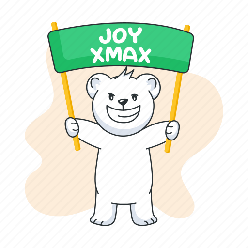 Xmas joy, christmas banner, christmas sign, bear banner, cute bear icon - Download on Iconfinder