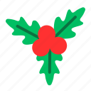 mistletoe, christmas, decoration, xmas, celebration, cherry, leaf, plant, ornament