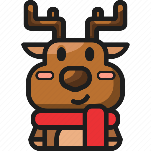 Reindeer, winter, deer, scarf, christmas, xmas icon - Download on Iconfinder
