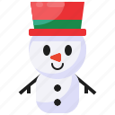 xmas, snowman, christmas, hat, winter, frosty
