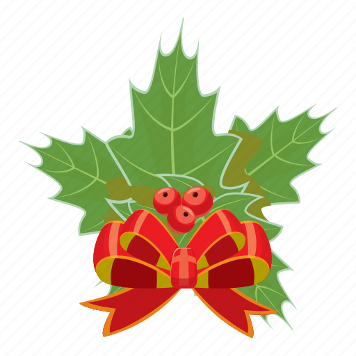 Berry, bow, cartoon, christmas, greeting, holly, realistic icon - Download on Iconfinder