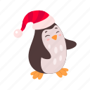 penguin, flat, icon, hat, present, childish, animals, christmas, zoo