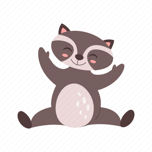 Raccoon, flat, icon, cheerful, fun, childish, animals icon - Download on Iconfinder