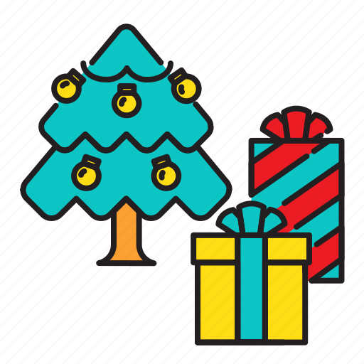 Giftboxes, present, christmas, tree, celebration icon - Download on Iconfinder